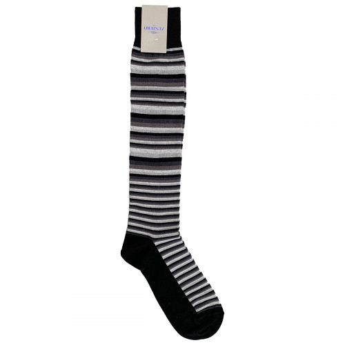 Lange Herrensocken, 1 Paar, warmes Baumwollmix, gestreift und mehrfarbig — Zenzerò