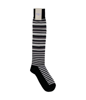 Men's long socks 1 pair, warm striped multicolored cotton — Zenzerò