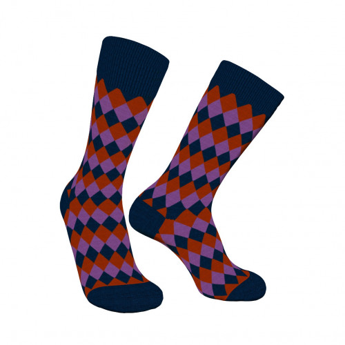 Warme Baumwoll-Sneakersocken, 1 Paar mit komfortablem Bund, Rautenmuster — Zenzerò