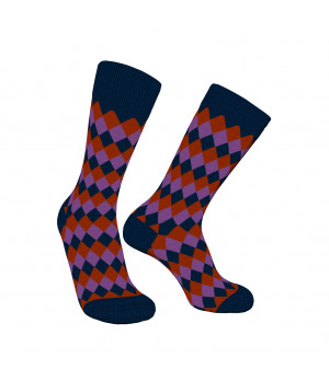 Warm cotton low-cut socks, 1 pair with comfortable elastic, argyle pattern — Zenzerò