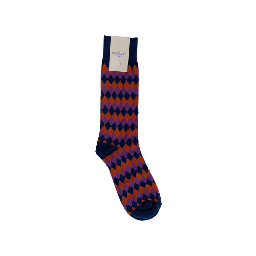 Warm cotton low-cut socks, 1 pair with comfortable elastic, argyle pattern — Zenzerò