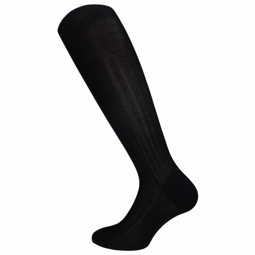 Mercerized Cotton Knee-High Socks, 1 Pair, Ribbed — Zenzerò