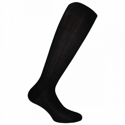 Lange Socken aus mercerisierter Baumwolle, 1 Paar, gerippt, knielang — Zenzerò