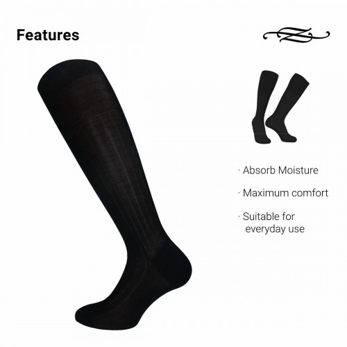 Lange Socken aus mercerisierter Baumwolle, 1 Paar, gerippt, knielang — Zenzerò