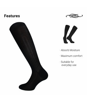 Calcetines largos de algodón mercerizado 1 par a canalé hasta la rodilla — Zenzerò