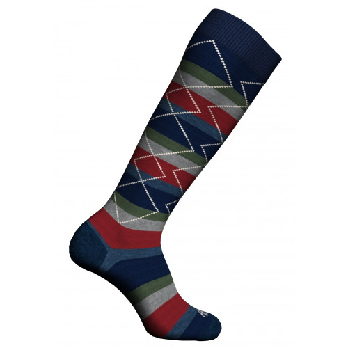 Lange Herrensocken 1 Paar — warme Baumwolle, Streifen- & Rautenmuster — Zenzerò