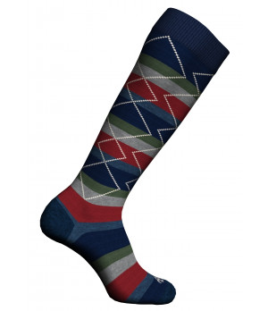 Chaussettes longues homme 1 paire — coton chaud, motif rayures et losanges — Zenzerò