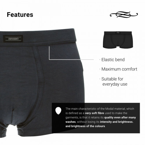 Men's Stretch Modal Cotton Boxer Briefs 1-Pack, Breathable & Soft — Zenzerò 1959