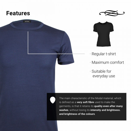 Herren Rundhals-T-Shirt aus elastischem Modal — Zenzerò