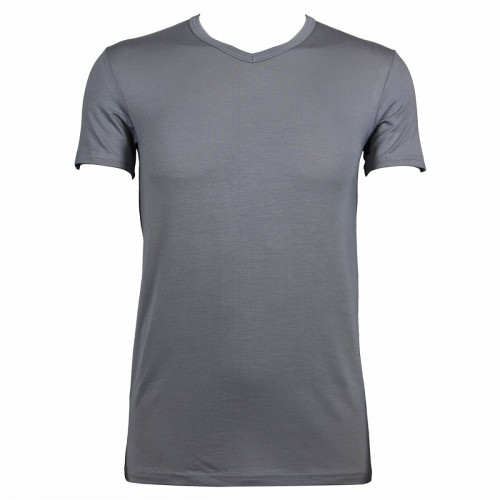 Camiseta hombre (1 pieza) Escote en V lisa en algodón modal elástico — Zenzerò 1959