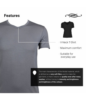 Men's V-neck solid t-shirt (1 pc) in stretch modal cotton — Zenzerò 1959