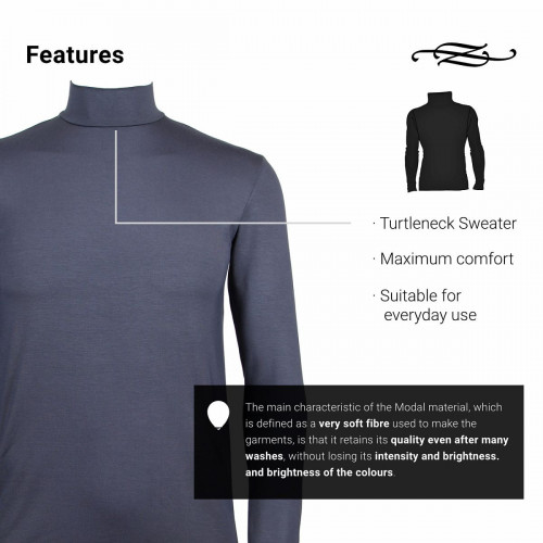 Camiseta cuello alto de hombre manga larga en algodón modal elástico — Zenzerò