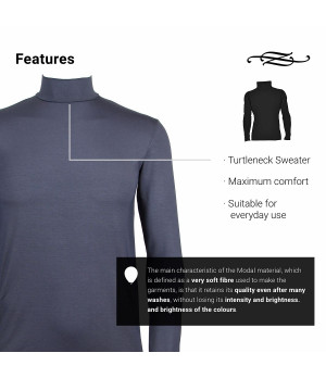 Camiseta cuello alto de hombre manga larga en algodón modal elástico — Zenzerò