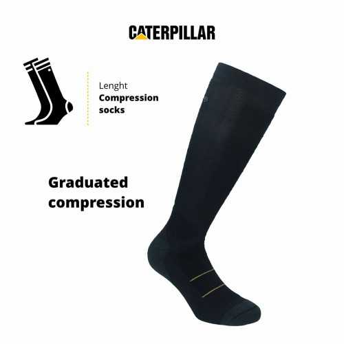 Graduated compression socks (15-18 mmHg), 1 pair — knee-high for muscle recovery, Caterpillar