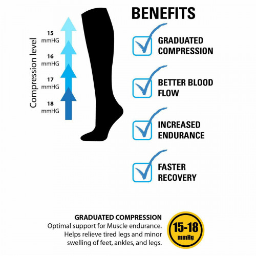 Chaussettes de compression graduée (15-18 mmHg) 1 paire — jusqu'au genou pour récupération musculaire Caterpillar