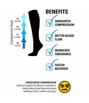 Chaussettes de compression graduée (15-18 mmHg) 1 paire — jusqu'au genou pour récupération musculaire Caterpillar