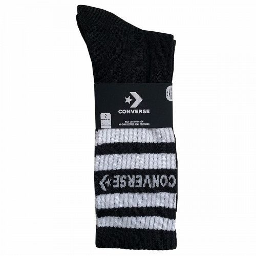 Calze Corte Converse - 2 Paia con Righe e Scritta Orizzontali Metà Polpaccio