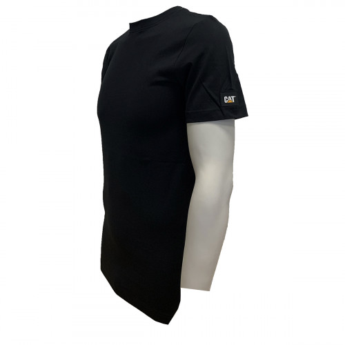 Camiseta básica hombre 100% algodón cuello redondo, logo en manga — Caterpillar