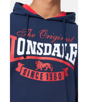 Sudadera con capucha en mezcla 60/40 algodón/poliéster, bolsillo canguro — Lonsdale