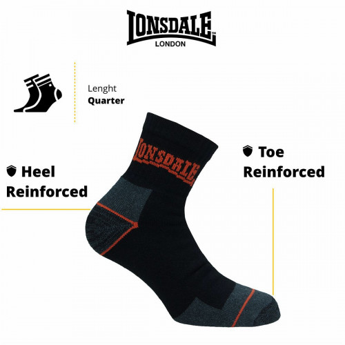 Chaussettes de travail 3 paires 65% coton, semelle en éponge, pointe et talon renforcés — Lonsdale
