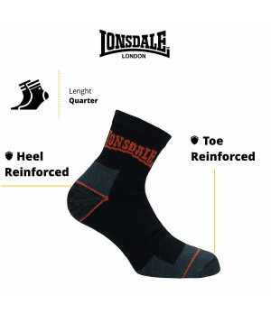 Work socks 3 pairs, 65% cotton with sponge footbed, reinforced toe and heel — Lonsdale