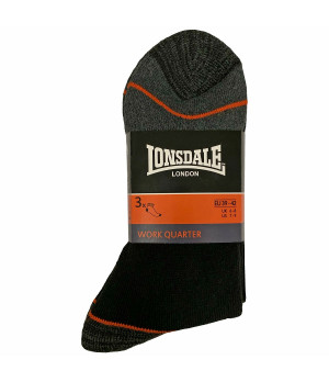 Work socks 3 pairs, 65% cotton with sponge footbed, reinforced toe and heel — Lonsdale