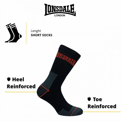 Chaussettes de travail 3 paires — mi-mollet en coton et éponge, pointe et talon renforcés Lonsdale
