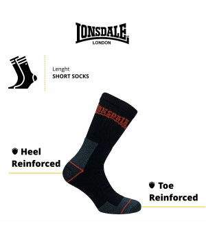3-pack work socks — mid-calf cotton terry, reinforced toe and heel Lonsdale