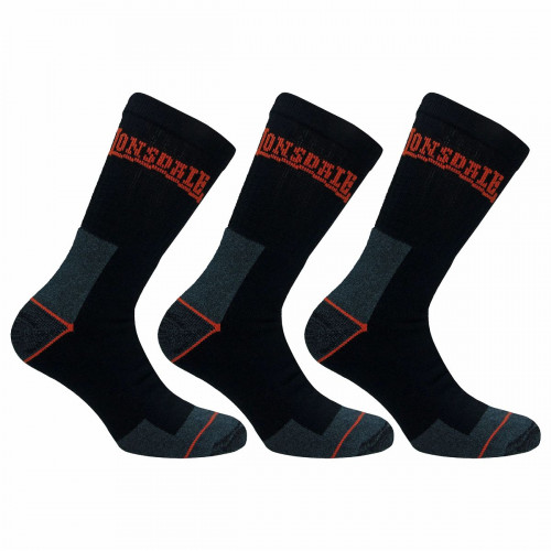 Chaussettes de travail 3 paires — mi-mollet en coton et éponge, pointe et talon renforcés Lonsdale