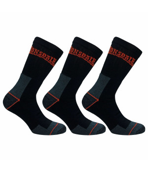 3-pack work socks — mid-calf cotton terry, reinforced toe and heel Lonsdale