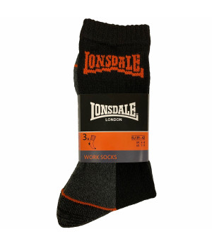 Chaussettes de travail 3 paires — mi-mollet en coton et éponge, pointe et talon renforcés Lonsdale