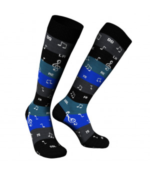 Lange Herrensocken aus warmem Baumwollstoff mit Notenmotiv — Zenzerò